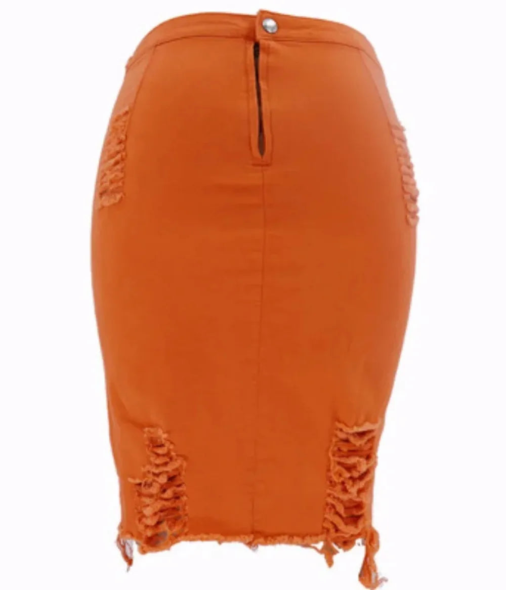 Damen Ripped Denim Minirock – High Waist Streetstyle